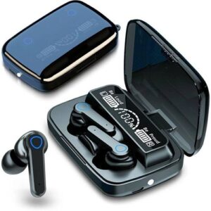 M19 V5.3 TWS Wireless Earpods in Black with Charging Case and Torch