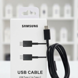 View: Close-up of durable reinforced connectors on a Black USB Type-C to Type-C cable